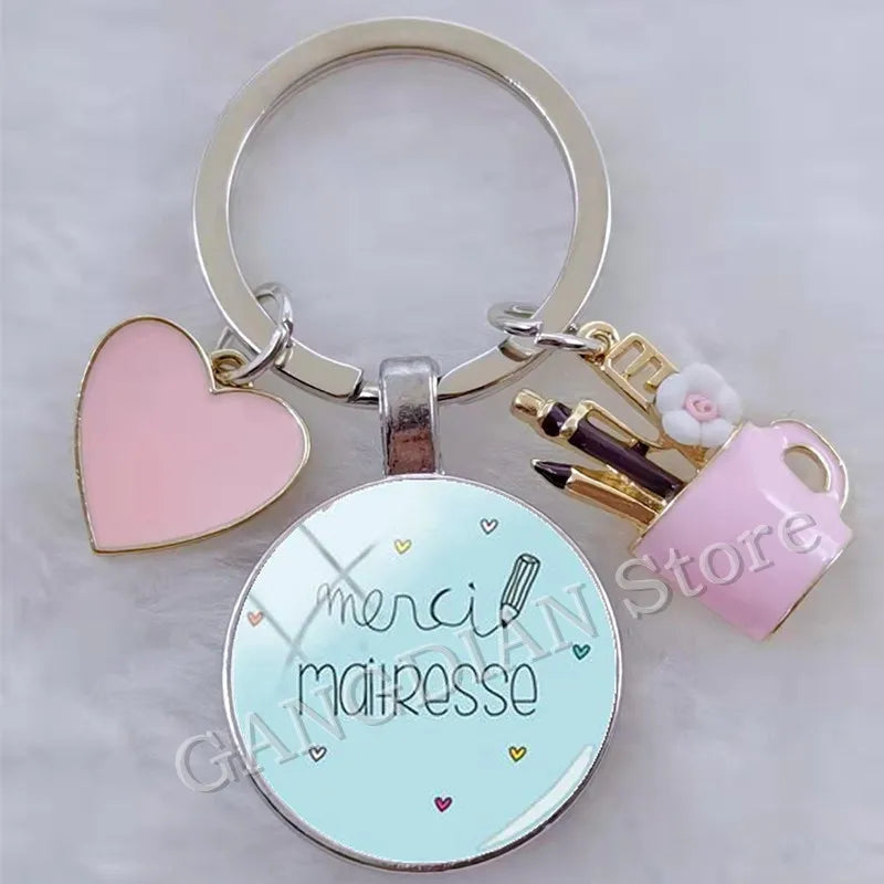 Porte-Clés Merci Maîtresse - Cadeau Fin d'Année Scolaire Personnalisable