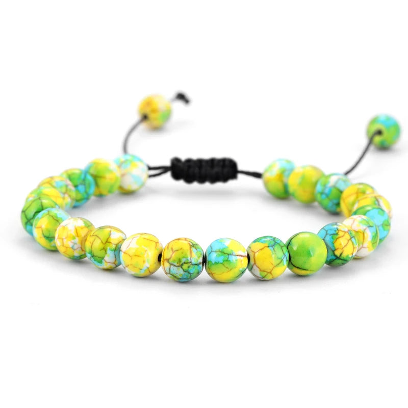 Bracelet Pierre de Lave et Œil de Tigre 8mm - Corde Tressée Ajustable Yoga Guérison Unisexe Bijou Spirituel