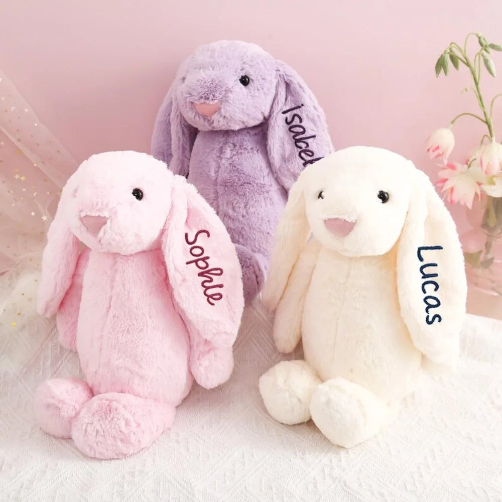 Lapin en Peluche Personnalisé avec Prénom Brodé - Cadeau Naissance Enfant