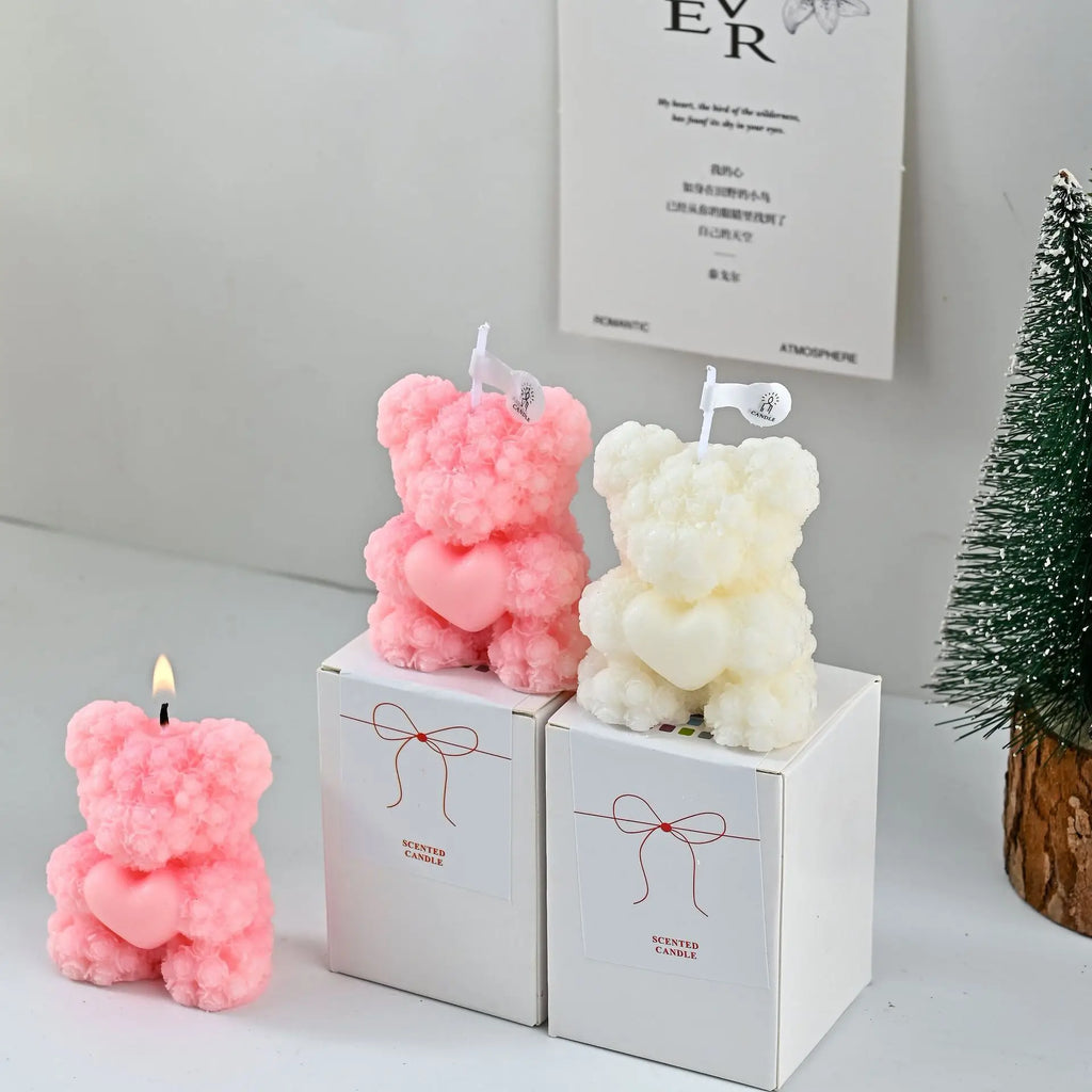 Bougie Parfumée Ourson Romantique Basse Température - Massage & Décoration Saint-Valentin