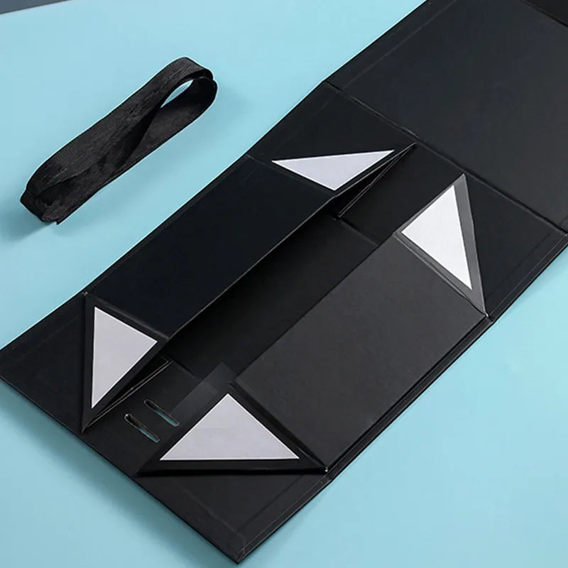 Boîte Cadeau Luxe Noire et Rose avec Ruban - Personnalisation Logo Incluse