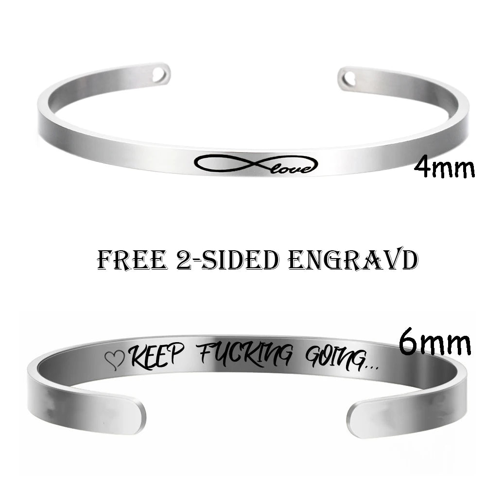 Bracelet Femme Personnalisé Gravé Prénom Acier Inoxydable - Jonc Cadeau