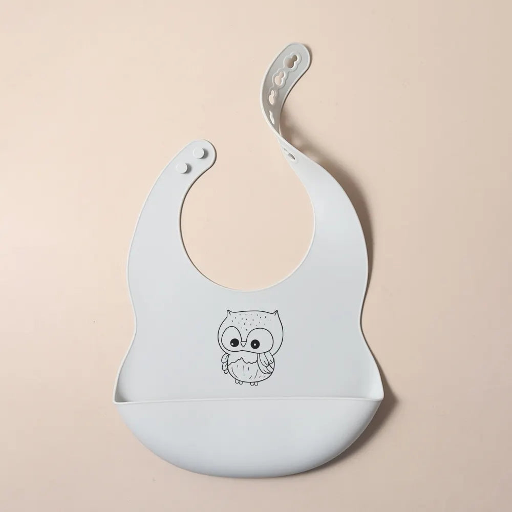Bavoir Silicone Bébé Personnalisé Prénom - Alimentaire Motif Cartoon | Panda Bleu