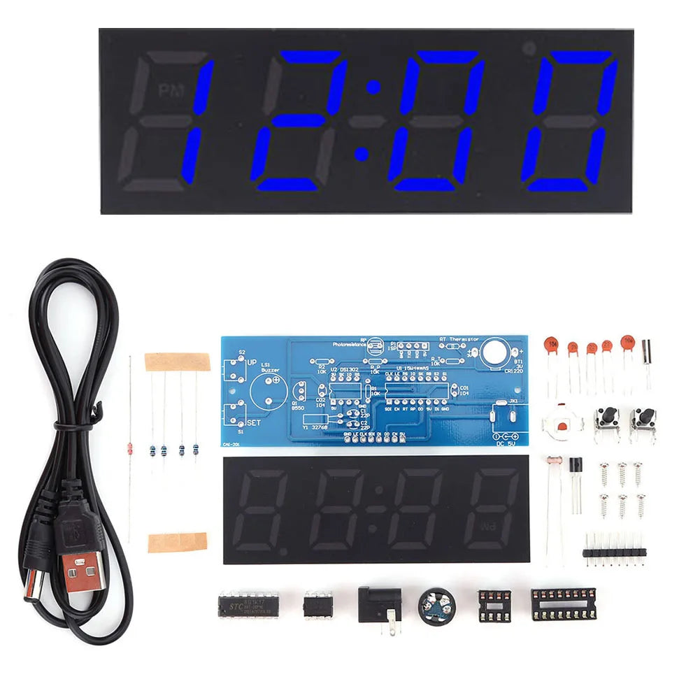 Kit Horloge Numérique LED DIY - Projet Électronique à Souder avec Alarme et Température