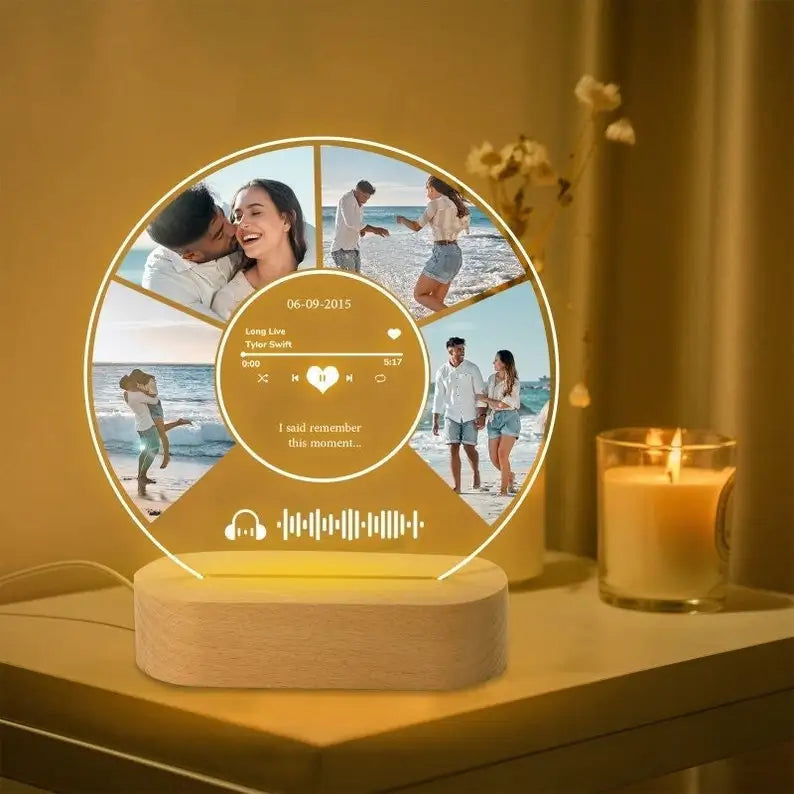 Plaque Musicale Spotify Personnalisée - Cadre Photo Acrylique LED avec Chanson & Photo