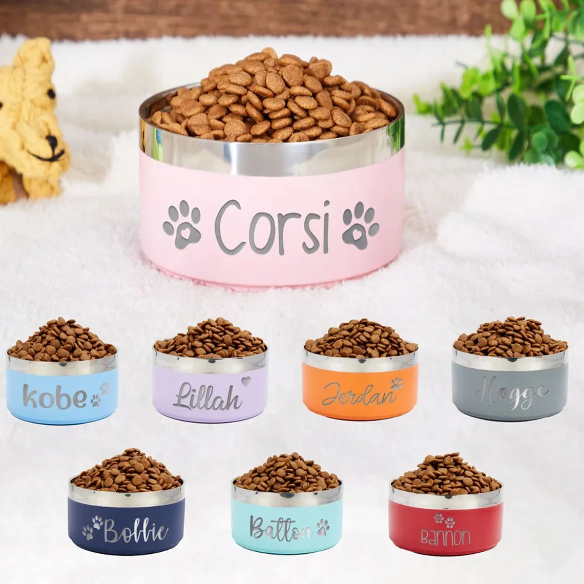 Gamelle Inox Personnalisée Gravée pour Chien Chat - Texte sur Mesure - Ronde Épaissie Anti-Chute