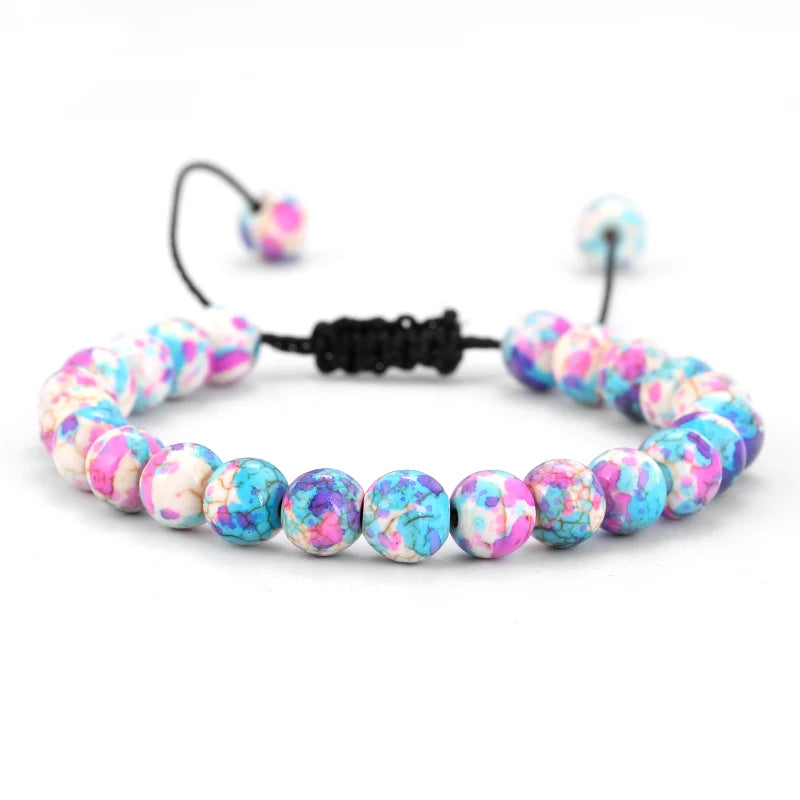 Bracelet Pierre de Lave et Œil de Tigre 8mm - Corde Tressée Ajustable Yoga Guérison Unisexe Bijou Spirituel