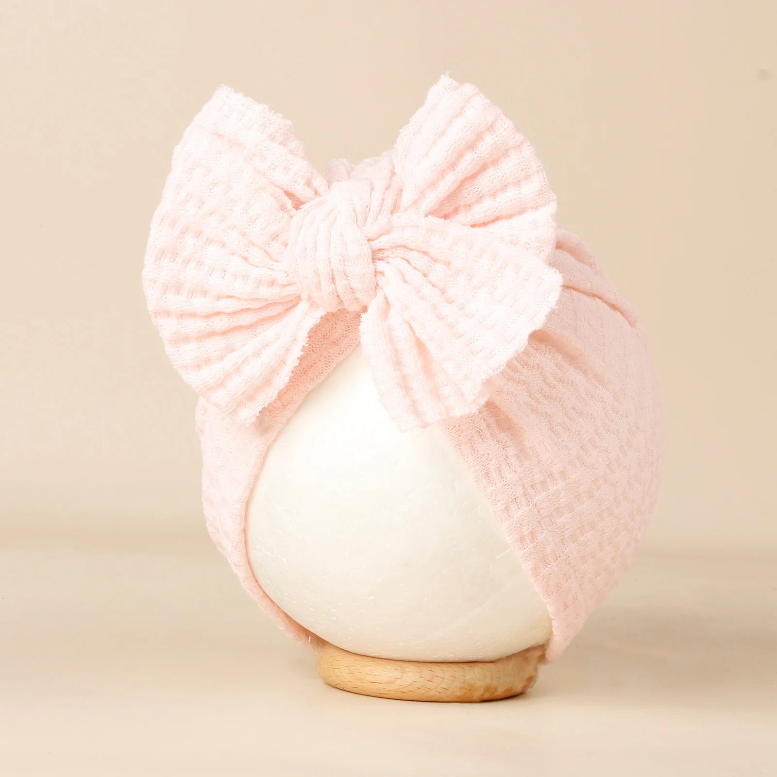 Bonnet Bébé Fille Tricoté avec Nœud - Turban Nouveau-né Doux Couleur Unie Accessoire Hiver