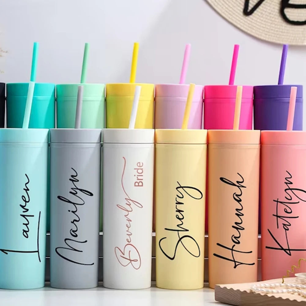 Gobelet Personnalisé 16oz Paille Mariage Demoiselles d'Honneur - Cadeau Plage