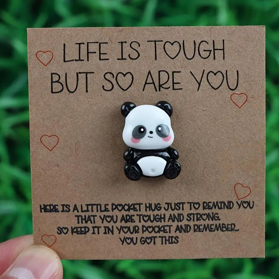 Porte-clés Panda Résine avec Carte Pocket Hug - Cadeau Motivant Citation Inspirante Amis & Famille