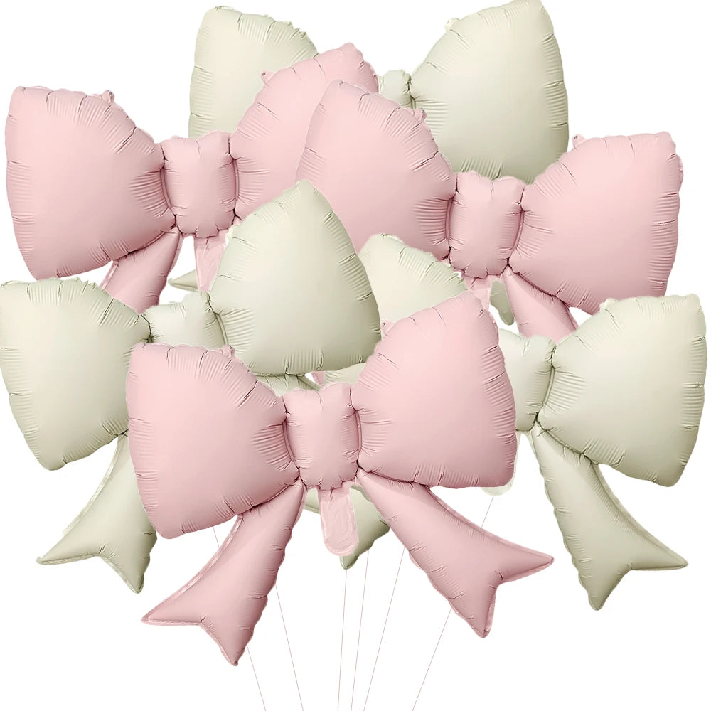 Ballons Nœud Papillon Roses 6 Pièces - Décoration Baby Shower Fille Mariage