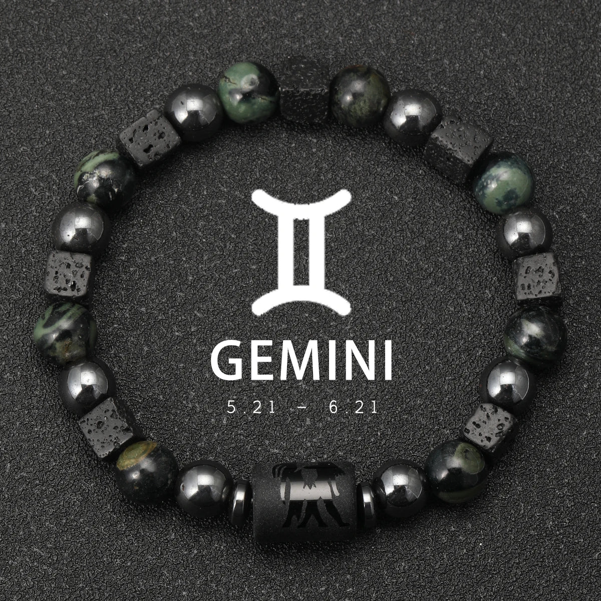 Bracelet Signe Astrologique Pierres Naturelles - 12 Signes Zodiaque Verseau Cancer Vierge Poissons Bijou Unisexe