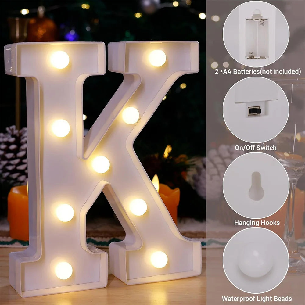 Lettre Lumineuse LED 16cm - Alphabet et Chiffres Décoratifs - Mariage Anniversaire Bar Maison
