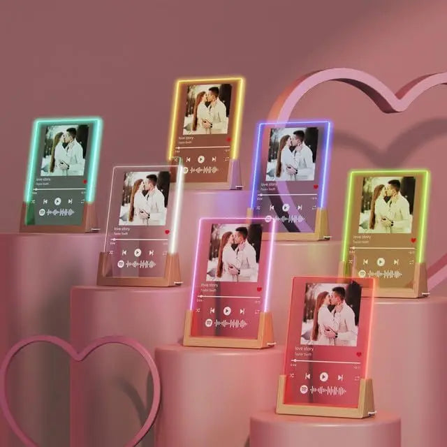 Plaque Musicale Spotify Personnalisée - Cadre Photo Acrylique LED avec Chanson & Photo