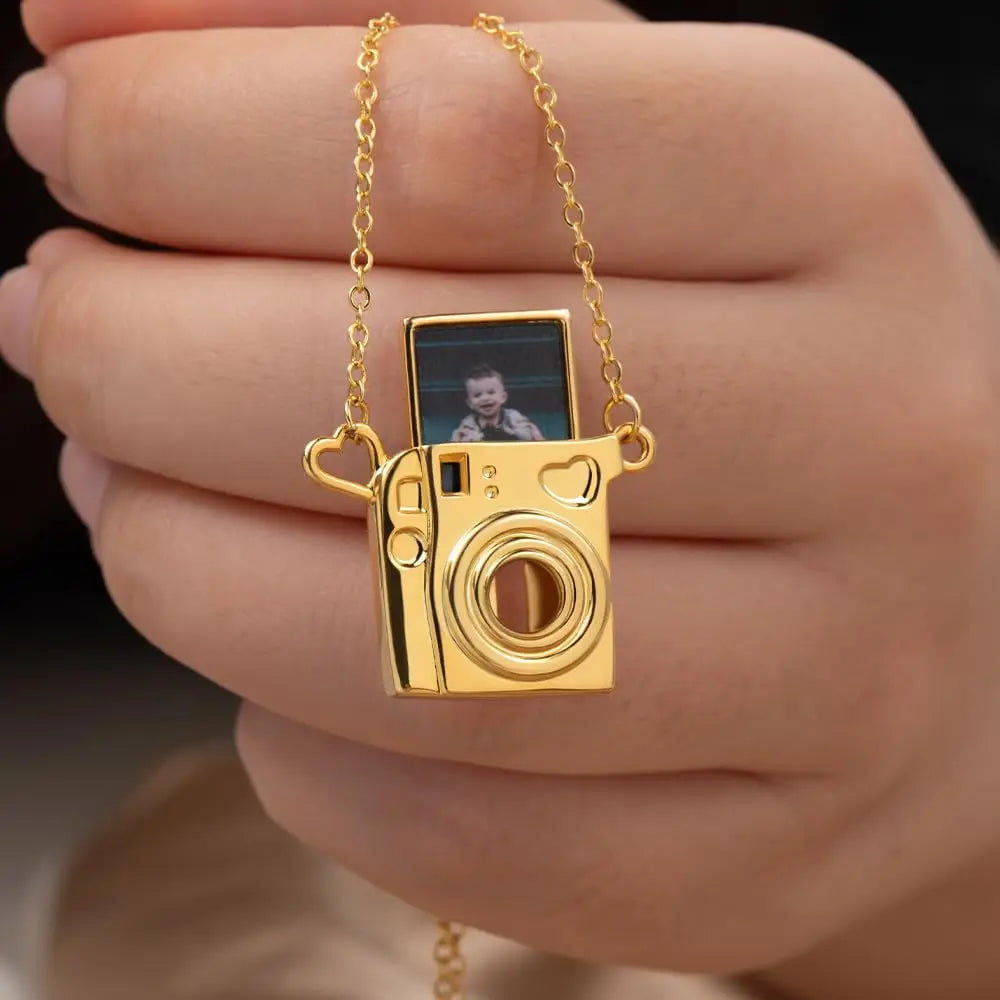 Collier Médaillon Photo Personnalisé Cœur - Laiton Doré avec Photo Intérieure | Souvenir