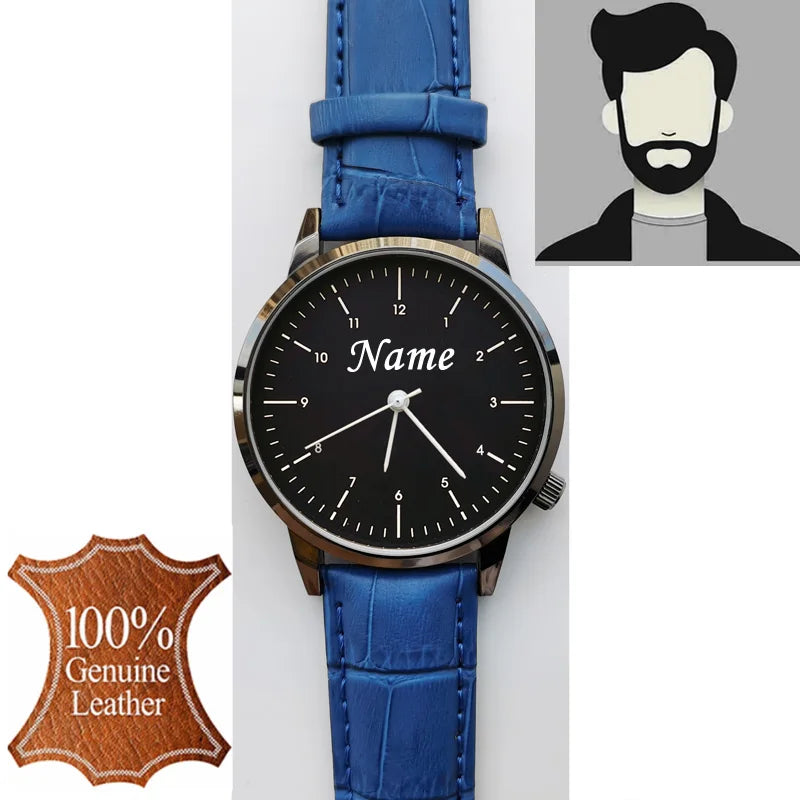 Montre Personnalisée Gravée Homme Femme - Étanche 3ATM Nom Logo sur Mesure - Cadeau Unique