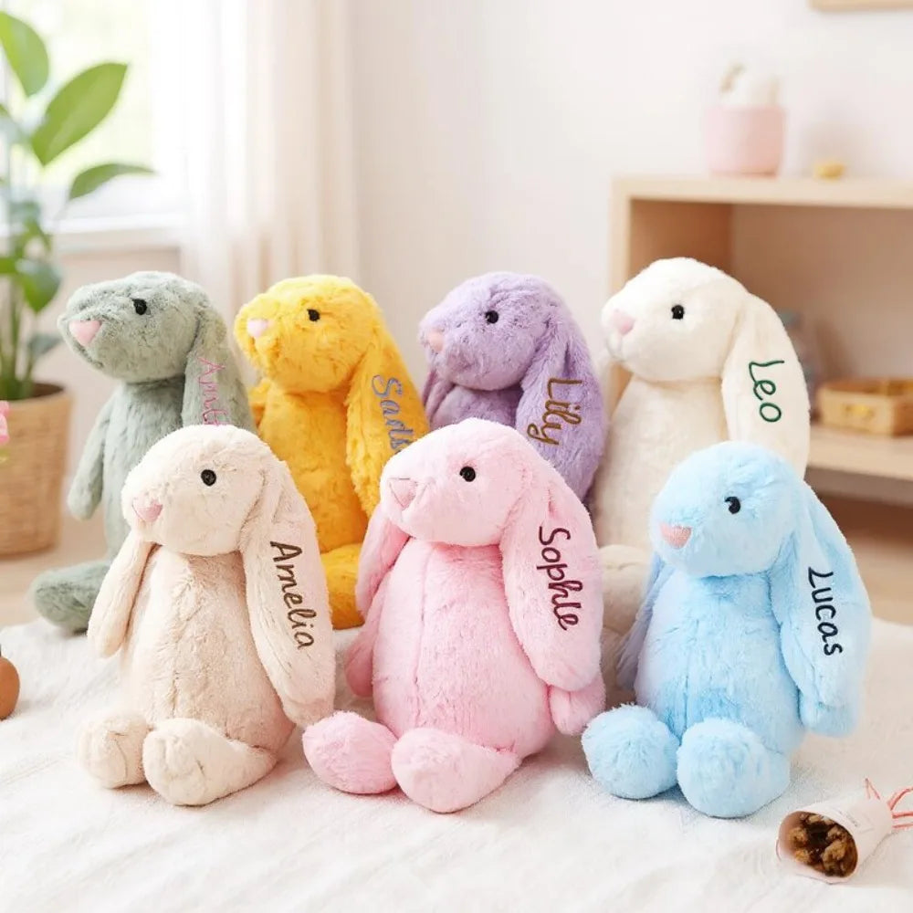 Lapin en Peluche Personnalisé avec Prénom Brodé - Cadeau Naissance Enfant
