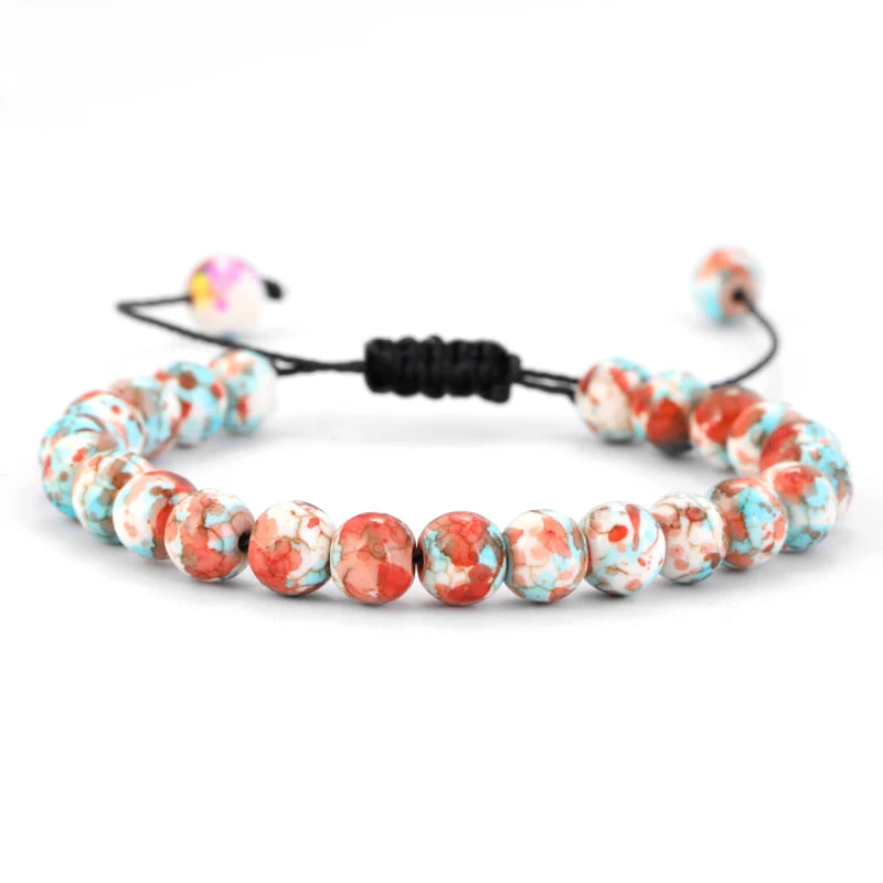 Bracelet Pierre de Lave et Œil de Tigre 8mm - Corde Tressée Ajustable Yoga Guérison Unisexe Bijou Spirituel