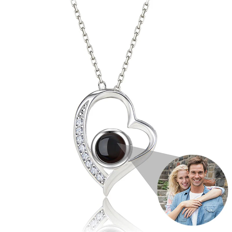 Collier Projection Photo Personnalisé Je t'aime 100 Langues - Cadeau Femme