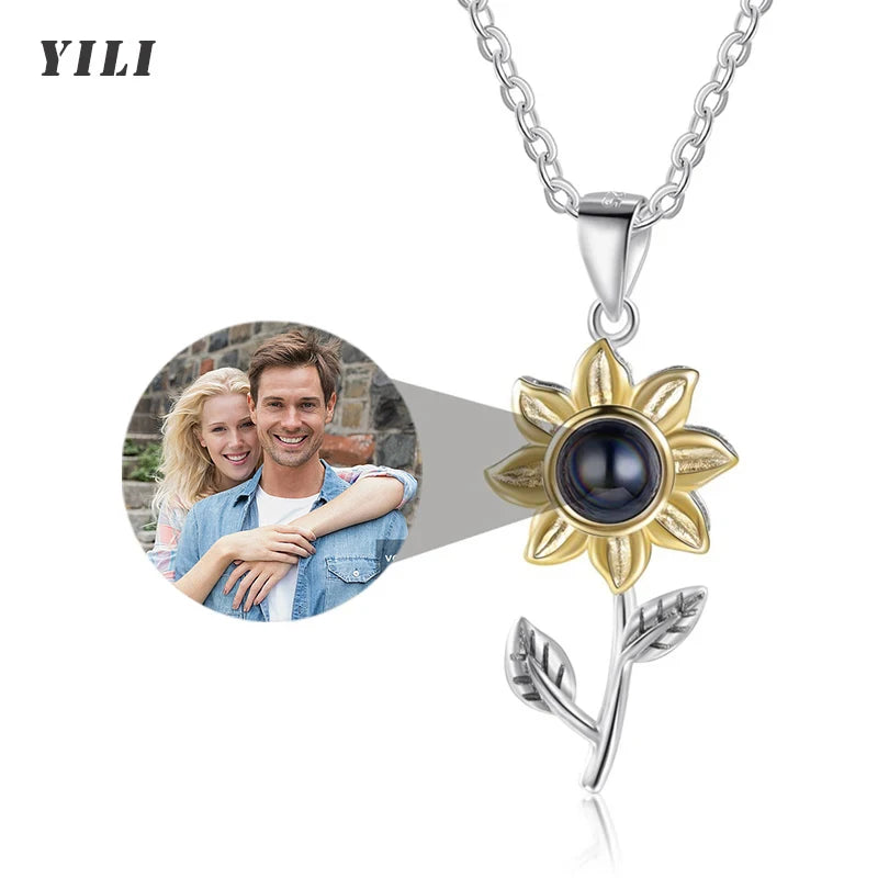 Collier Projection Photo Personnalisé Je t'aime 100 Langues - Cadeau Femme