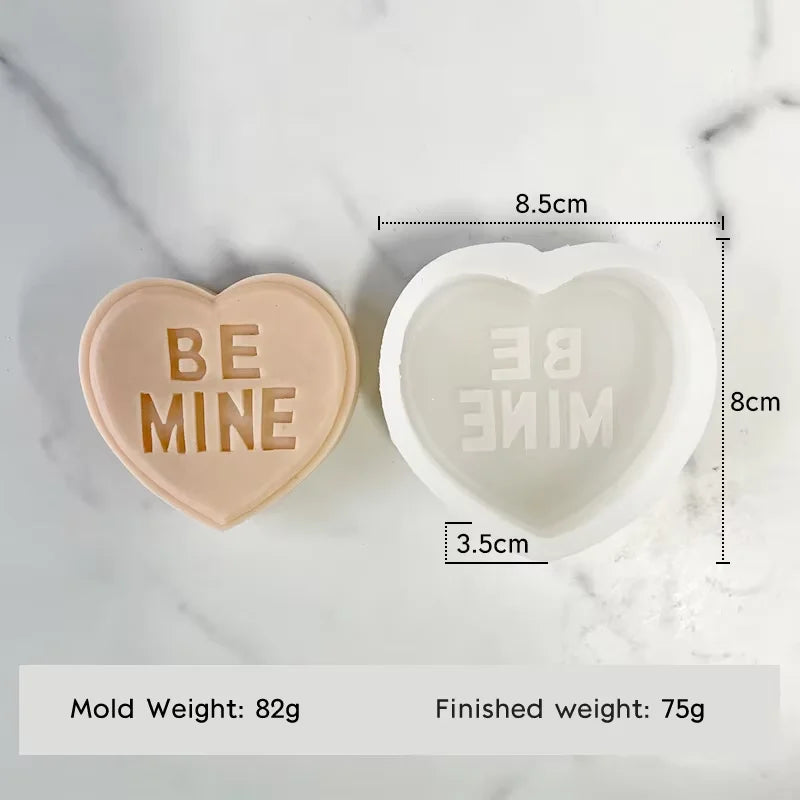 Moule Silicone Cœur & Lettres Saint-Valentin - DIY Bougies Résine Plâtre