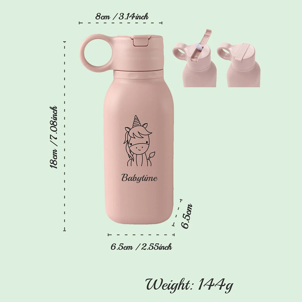 Gourde Personnalisable 450ml avec Paille Silicone - Bouteille Étanche Motif Arc-en-Ciel Enfant & Adulte