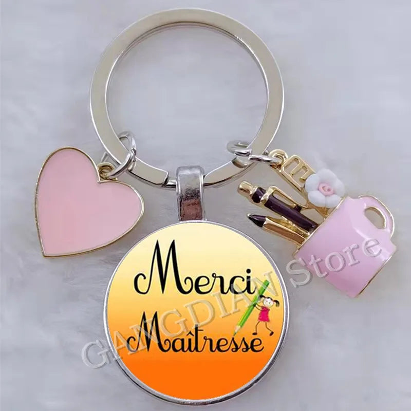 Porte-Clés Merci Maîtresse - Cadeau Fin d'Année Scolaire Personnalisable