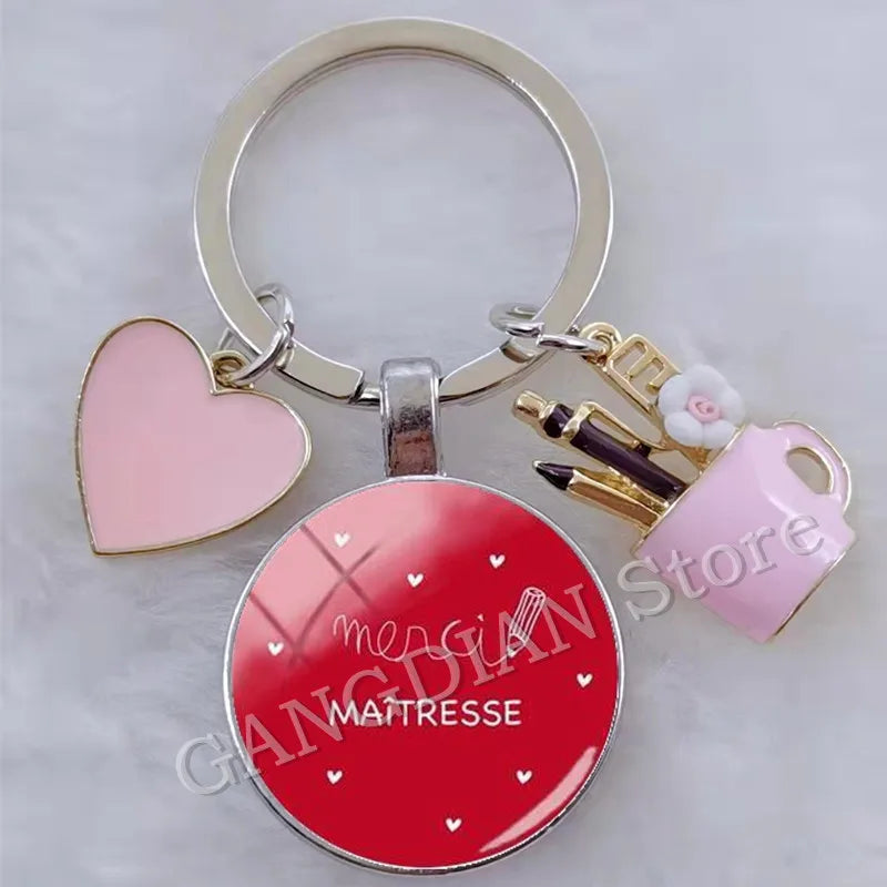 Porte-Clés Merci Maîtresse - Cadeau Fin d'Année Scolaire Personnalisable