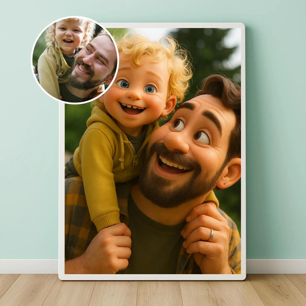 Portrait Cartoon Personnalisé Photo - Poster Mural Famille Couple - Cadeau Unique