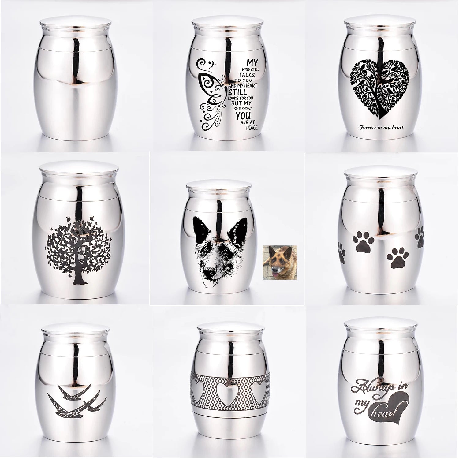 Urne Cendres Animal Personnalisée Acier Inoxydable - Souvenir Chien Chat