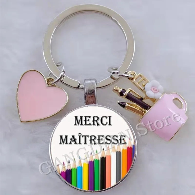 Porte-Clés Merci Maîtresse - Cadeau Fin d'Année Scolaire Personnalisable
