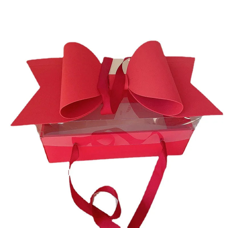 Boîte Cadeau Florale avec Nœud Papillon - Emballage Premium Saint-Valentin