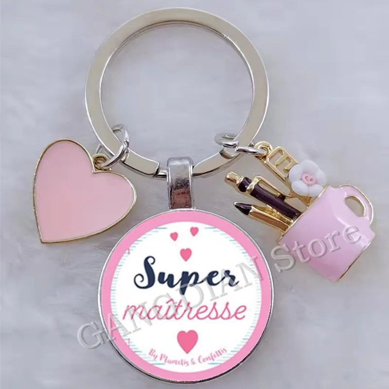 Porte-Clés Merci Maîtresse - Cadeau Fin d'Année Scolaire Personnalisable