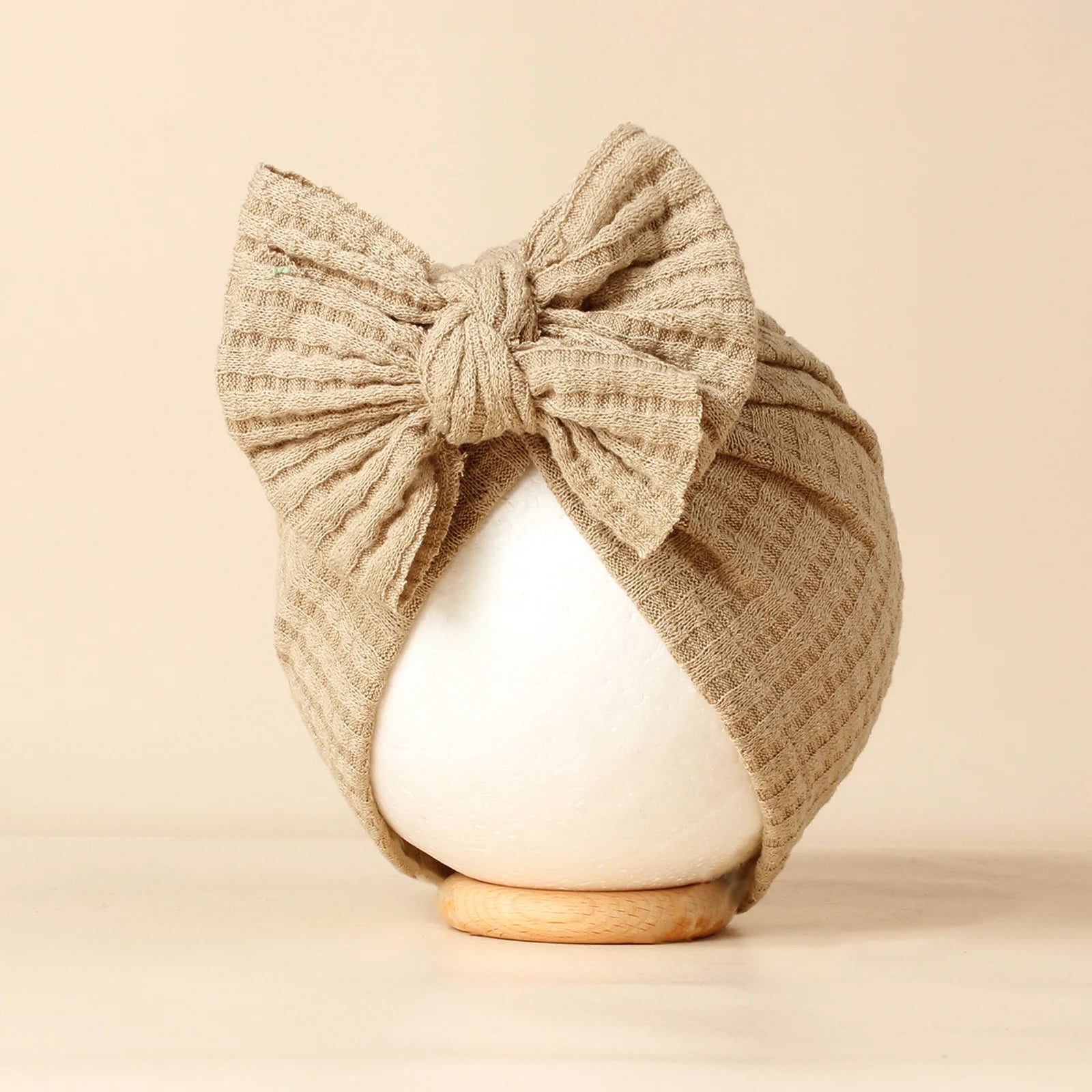 Bonnet Bébé Fille Tricoté avec Nœud - Turban Nouveau-né Doux Couleur Unie Accessoire Hiver