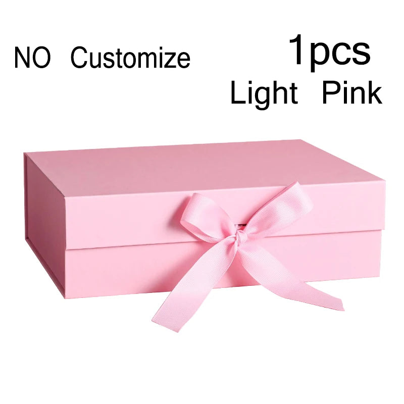 Boîte Cadeau Luxe Noire et Rose avec Ruban - Personnalisation Logo Incluse