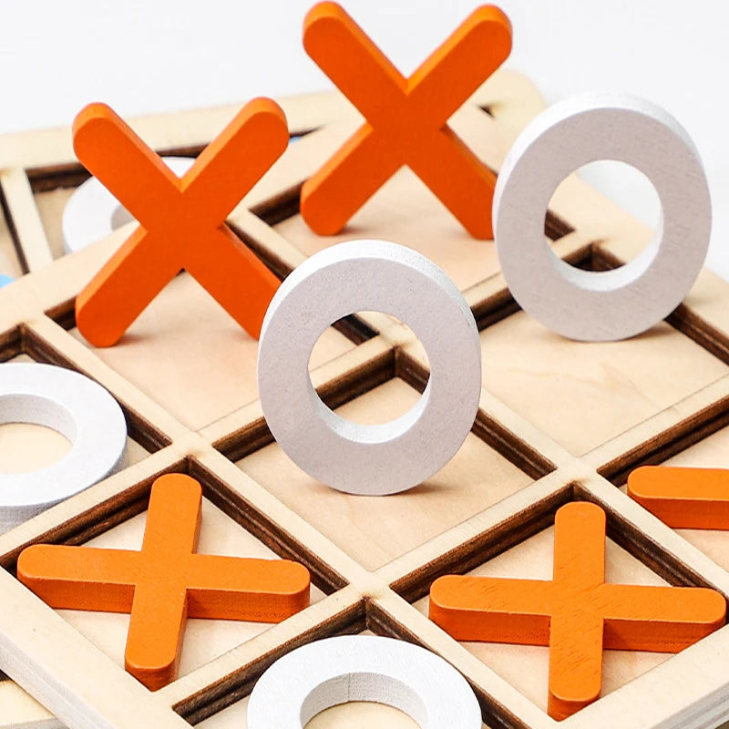 Jeu Montessori Morpion en Bois - Tic-Tac-Toe Éducatif pour Enfants 3-6 ans