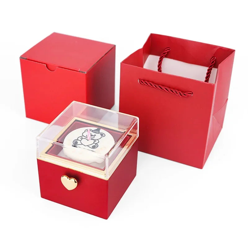 Boîte à Bijoux Surprise Rotative Ourson Magique - Cadeau Saint-Valentin Premium