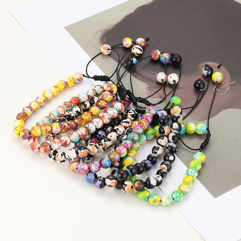 Bracelet Pierre de Lave et Œil de Tigre 8mm - Corde Tressée Ajustable Yoga Guérison Unisexe Bijou Spirituel