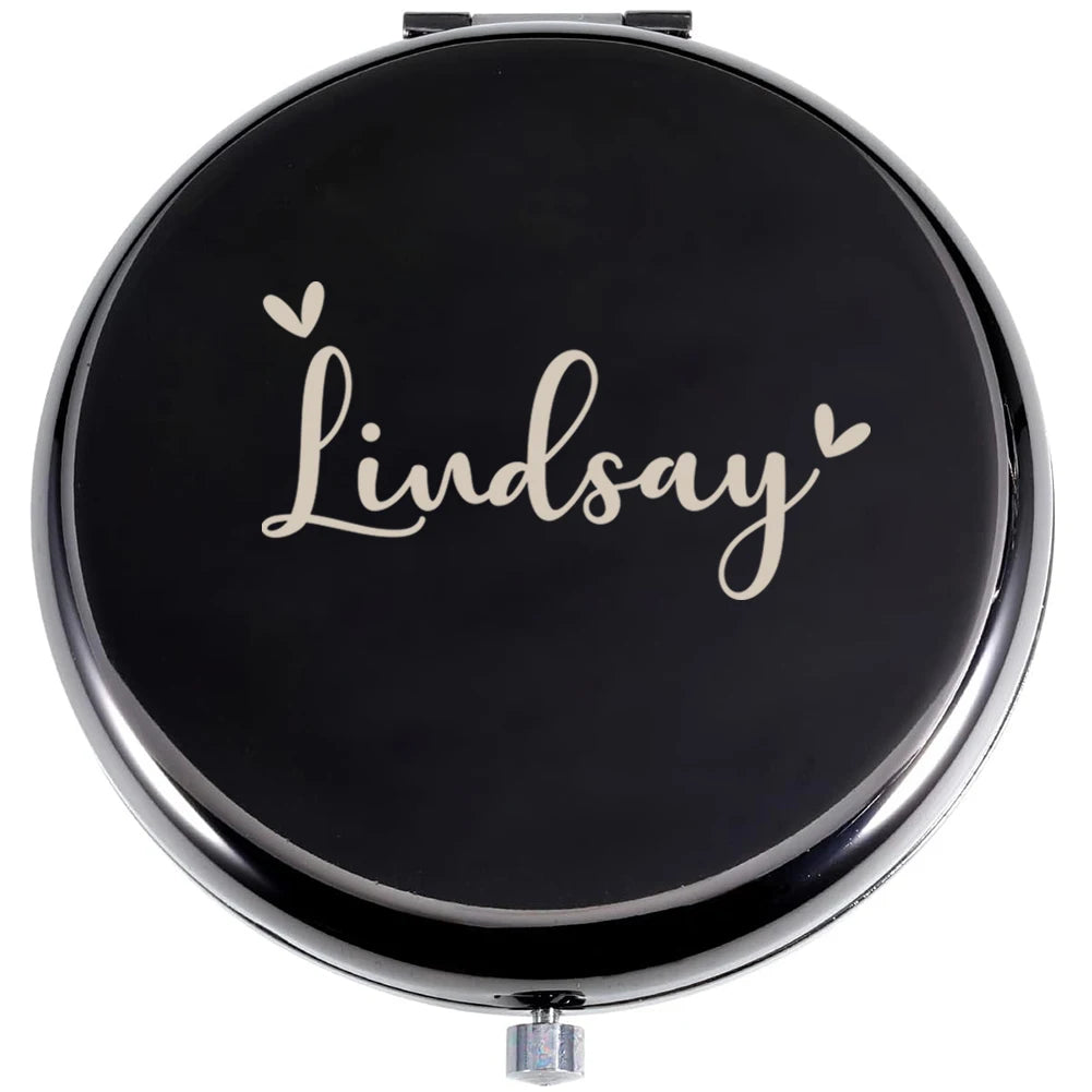 Miroir Poche Rond Personnalisé Prénom - Cadeau Demoiselle d'Honneur EVJF Mariage