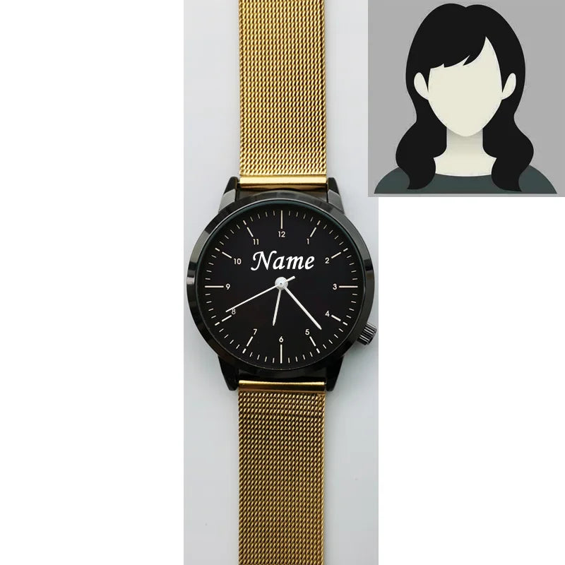 Montre Personnalisée Gravée Homme Femme - Étanche 3ATM Nom Logo sur Mesure - Cadeau Unique