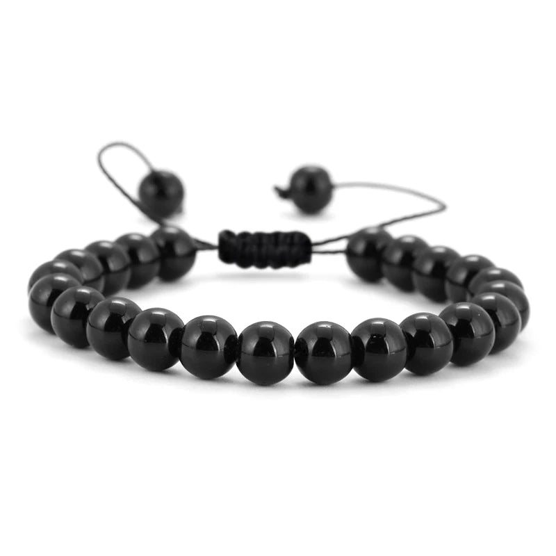 Bracelet Pierre de Lave et Œil de Tigre 8mm - Corde Tressée Ajustable Yoga Guérison Unisexe Bijou Spirituel