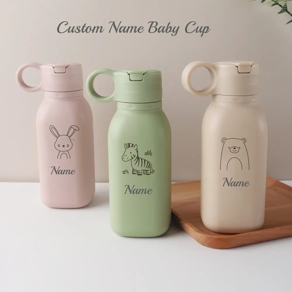 Gourde Personnalisable 450ml avec Paille Silicone - Bouteille Étanche Motif Arc-en-Ciel Enfant & Adulte