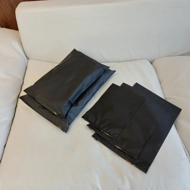 50 Sacs Rangement Noirs Givrés Logo Personnalisé - Emballage Vêtements