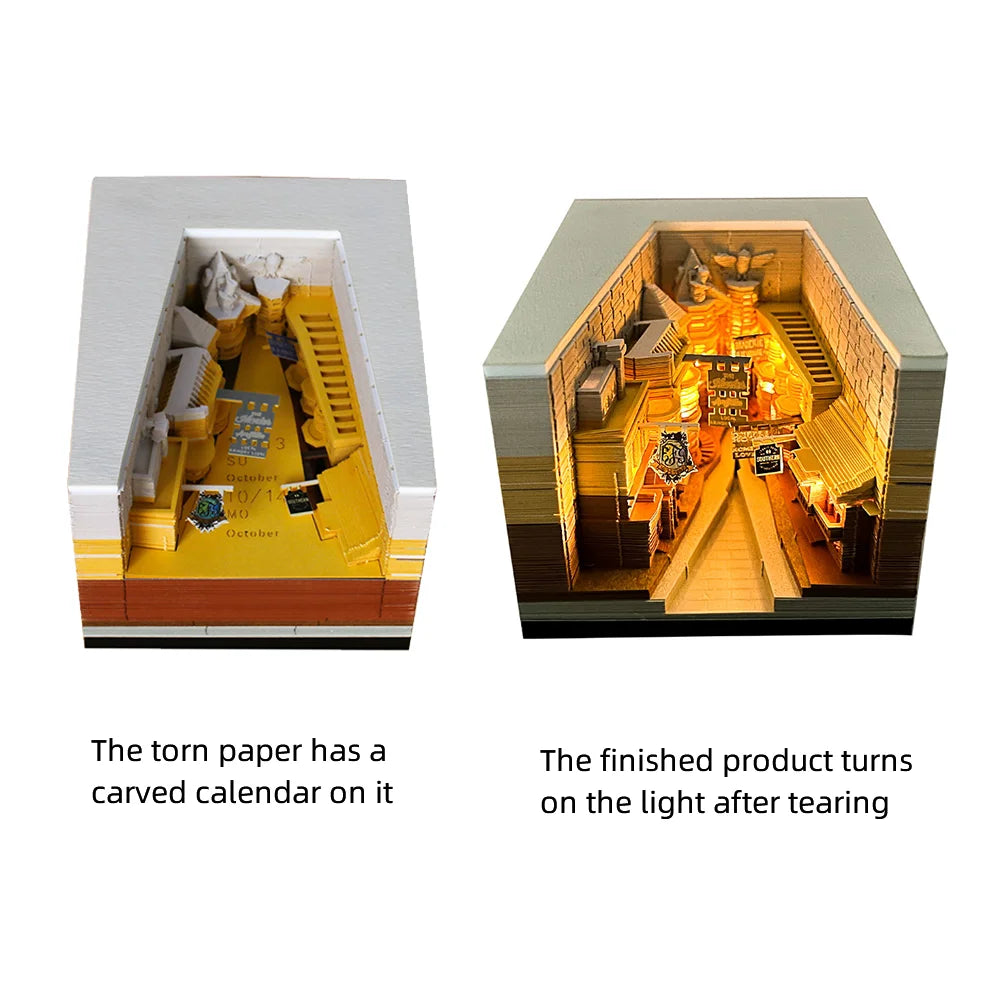 Bloc-Notes 3D Omoshiroi 160 Feuilles Sculpture Papier LED - Cadeau Original