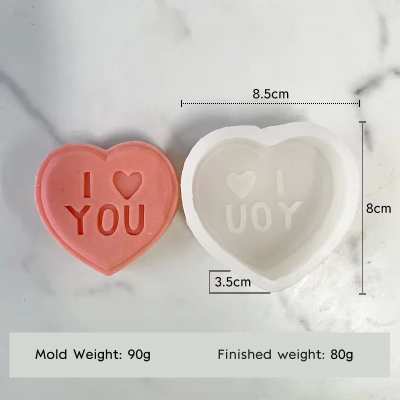 Moule Silicone Cœur & Lettres Saint-Valentin - DIY Bougies Résine Plâtre
