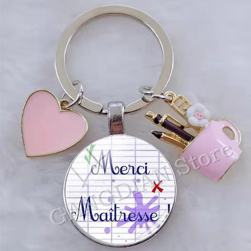 Porte-Clés Merci Maîtresse - Cadeau Fin d'Année Scolaire Personnalisable