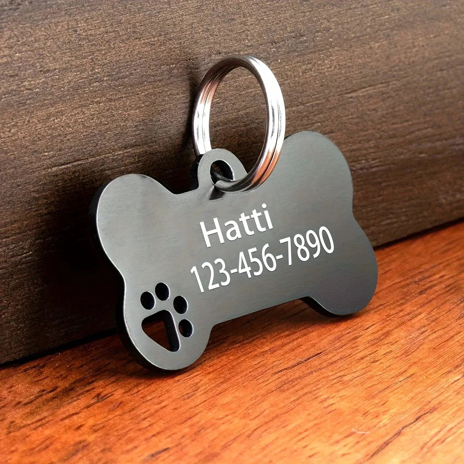 Médaille Personnalisée Gravée Os pour Chien Chat - Nom & Téléphone - Pendentif Identification Premium