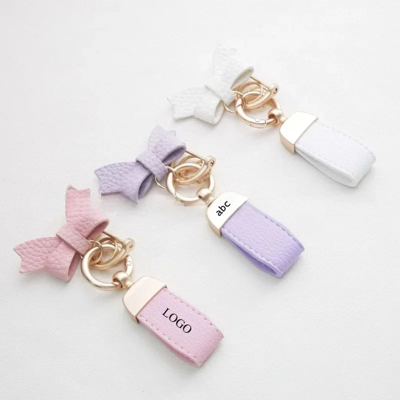 Porte-Clés Papillon Cuir Personnalisé - Gravure Laser Logo ou Prénom