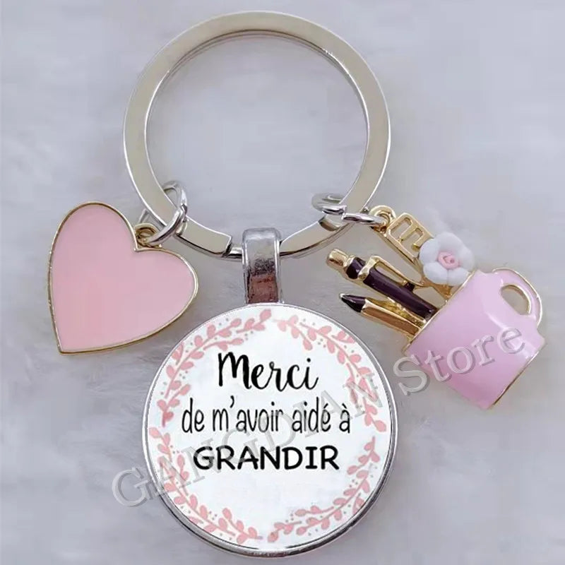 Porte-Clés Merci Maîtresse - Cadeau Fin d'Année Scolaire Personnalisable