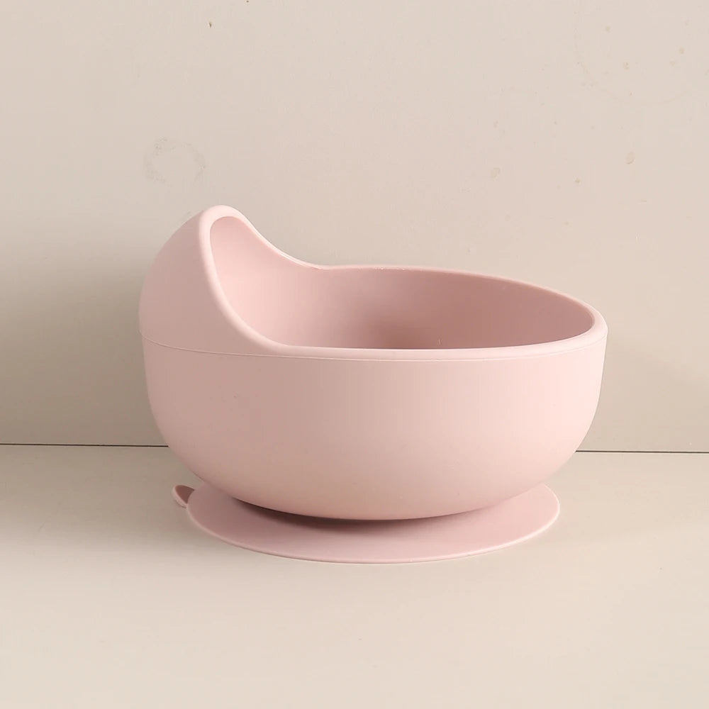 Bol Bébé Silicone 350ml avec Ventouse Anti-Renversement - Design Escargot Rose pour Apprentissage Autonomie